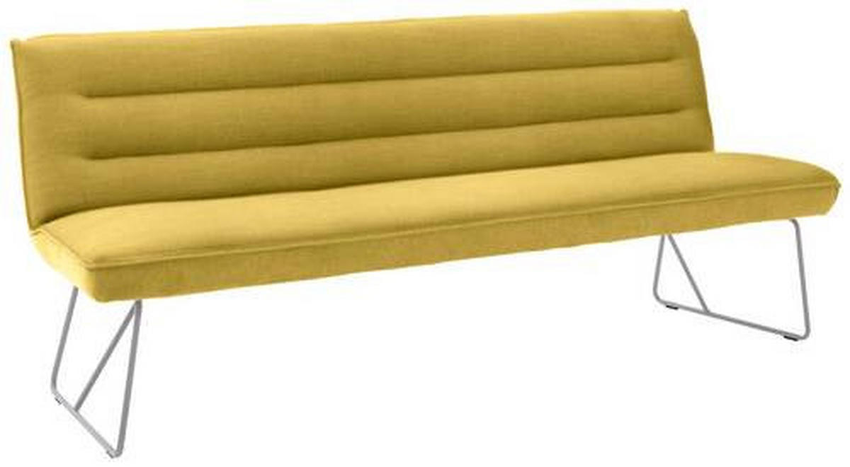 SITZBANK in Metall, Textil Gelb, Edelstahlfarben  - Edelstahlfarben/Gelb, Design, Textil/Metall (228/89/68cm) - Dieter Knoll