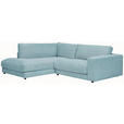 ECKSOFA in Cord Hellblau  - Schwarz/Hellblau, Design, Kunststoff/Textil (224/265cm) - Hom`in