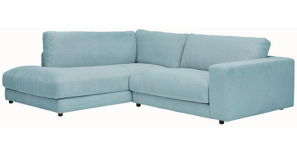 ECKSOFA in Cord Hellblau  - Schwarz/Hellblau, Design, Kunststoff/Textil (224/265cm) - Hom`in