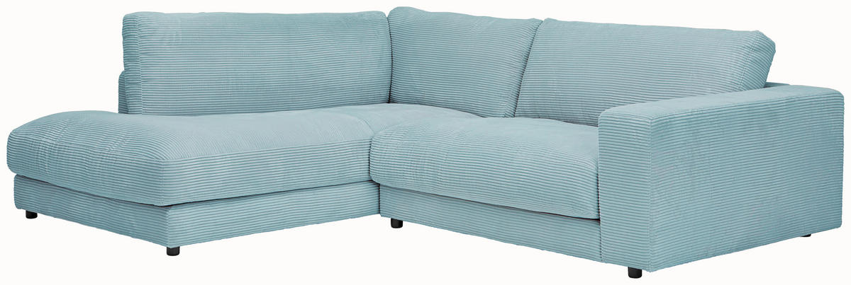 ECKSOFA in Cord Hellblau  - Schwarz/Hellblau, Design, Kunststoff/Textil (224/265cm) - Hom`in