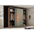 SCHWEBETÜRENSCHRANK  in Salbeigrün, Eiche Artisan  - Salbeigrün/Schwarz, KONVENTIONELL, Holzwerkstoff/Metall (240/225,5/63,7cm) - Xora