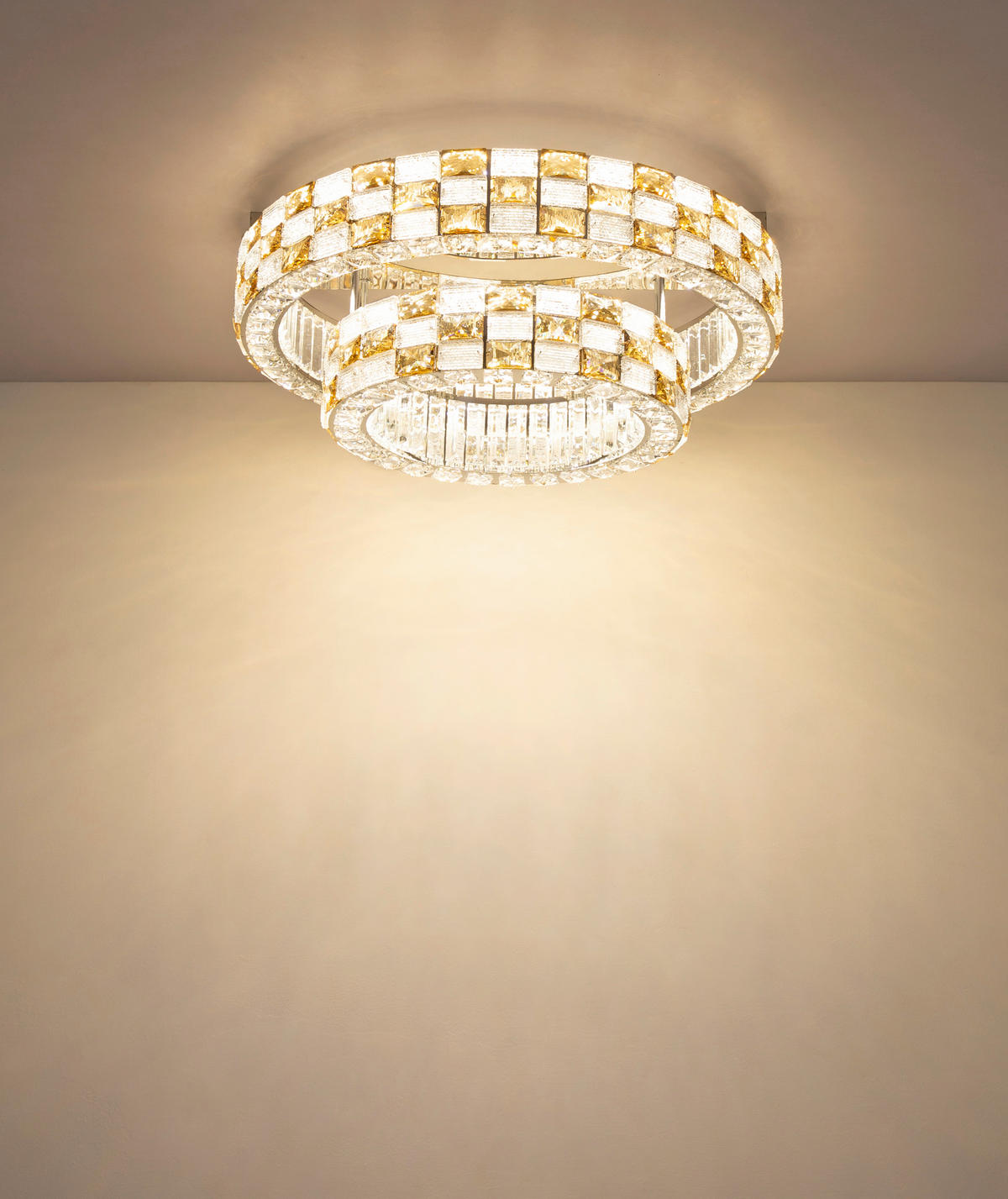 LED-DECKENLEUCHTE Lidia 61/24,5 cm  - Klar/Chromfarben, Design, Glas/Metall (61/24,5cm) - Globo