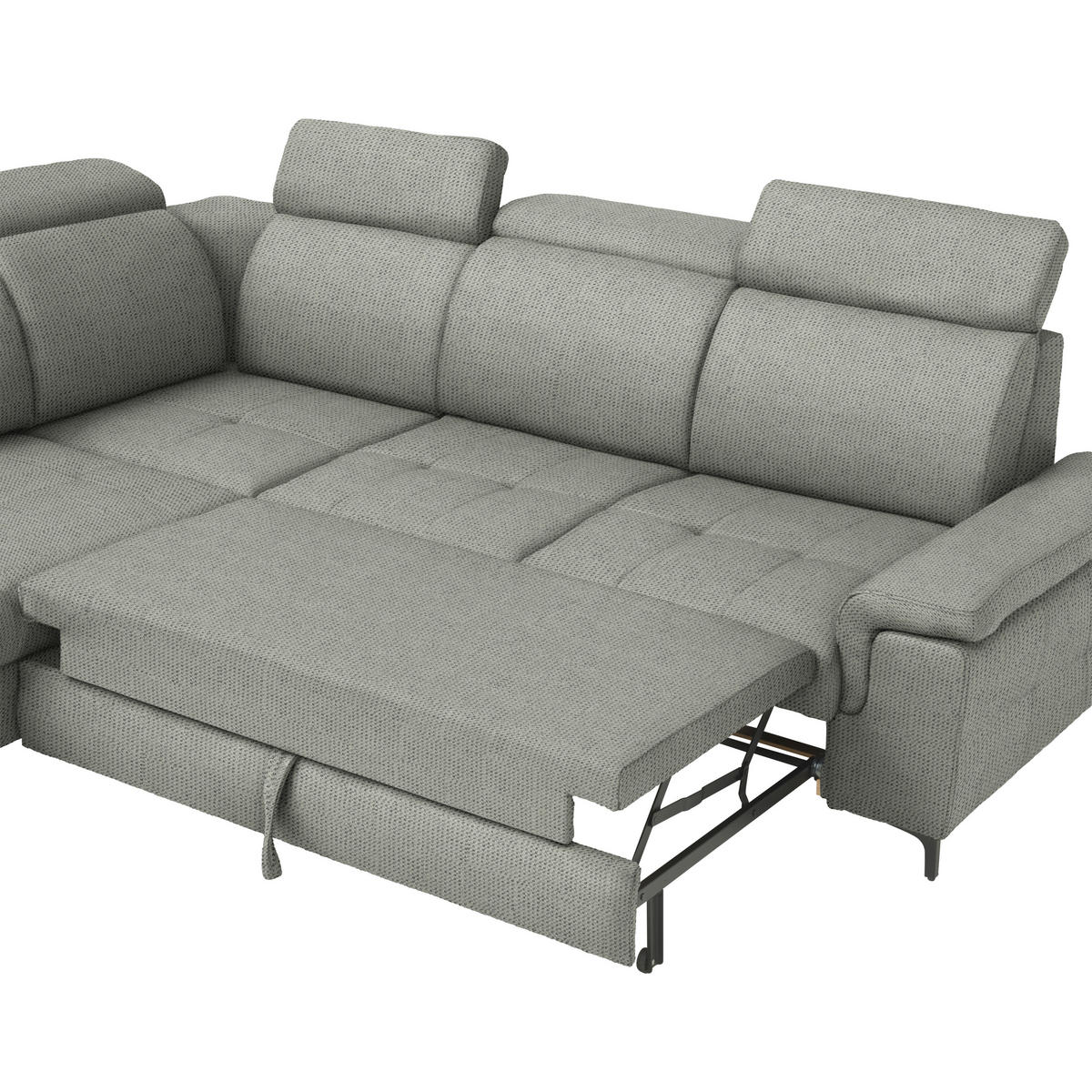 ECKSOFA Struktur Graubraun  - Graubraun/Schwarz, Design, Textil/Metall (270/292cm) - Stylife