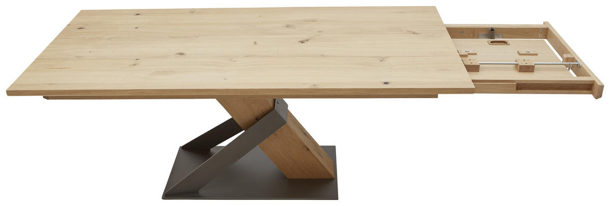 ESSTISCH Wildeiche furniert, massiv, mehrschichtige Massivholzplatte (Tischlerplatte) rechteckig Anthrazit, Eichefarben  - Eichefarben/Anthrazit, Natur, Holz/Metall (200/100/76,5cm) - Voglauer