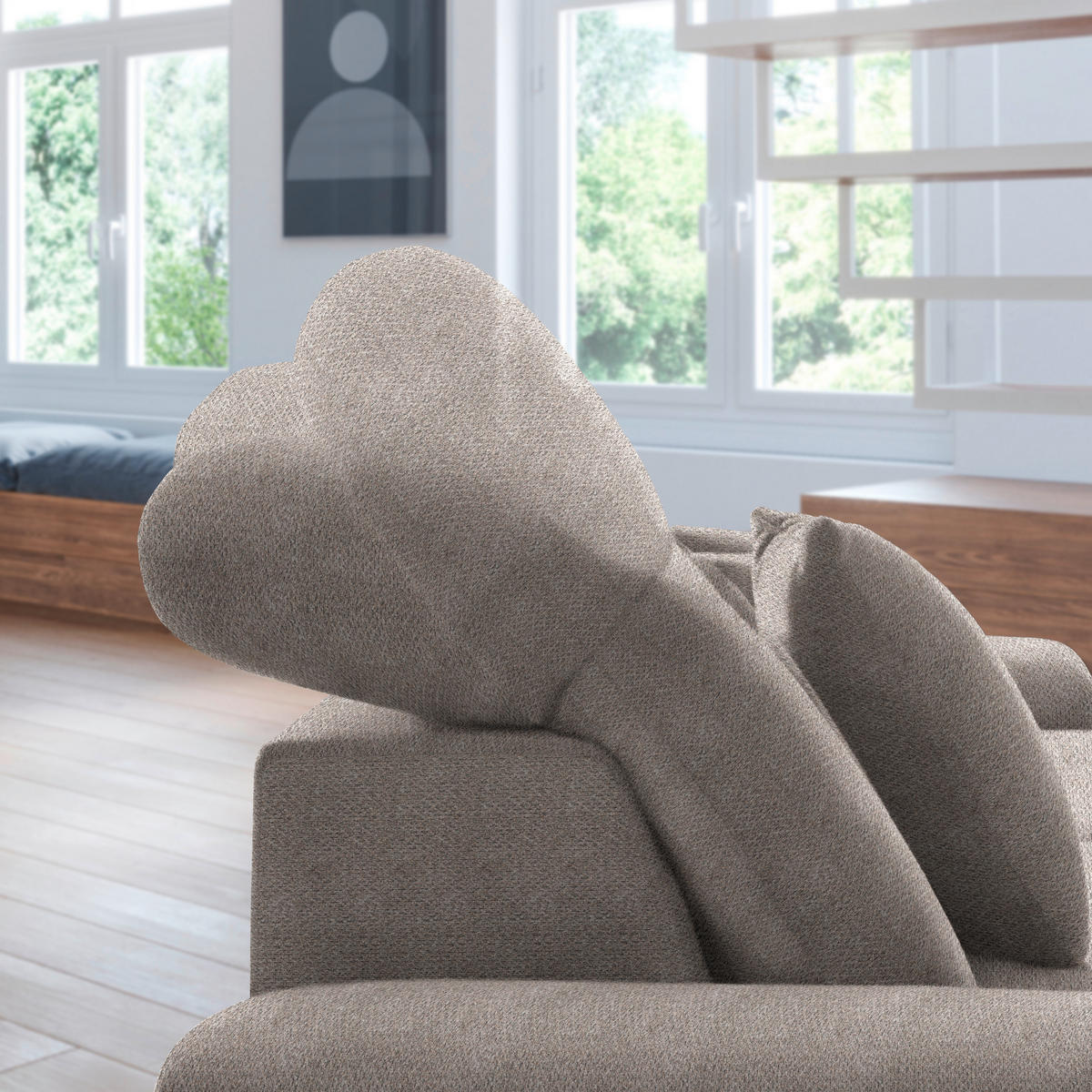 ECKSOFA in Chenille Braun  - Schwarz/Braun, Design, Textil/Metall (185/256cm) - Stylife