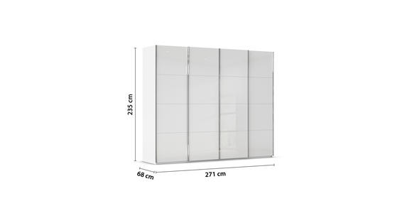SCHWEBETÜRENSCHRANK  in Weiß  - Chromfarben/Weiß, Design, Glas/Holzwerkstoff (271/235/68cm) - Novel