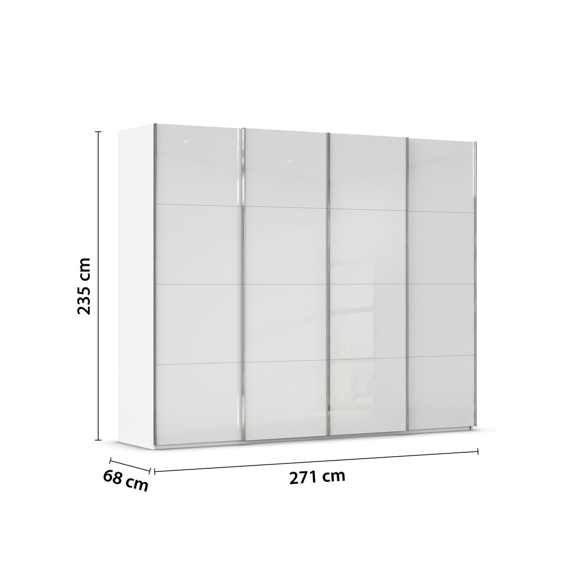 SCHWEBETÜRENSCHRANK 271/235/68 cm 4-türig Weiß  - Chromfarben/Weiß, Design, Glas/Holzwerkstoff (271/235/68cm) - Novel