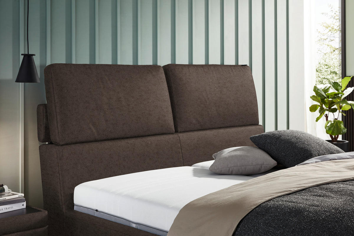 POLSTERBETT 200/200 cm  in Braun  - Hellbraun/Anthrazit, Design, Holz/Textil (200/200cm) - Johann Jakob