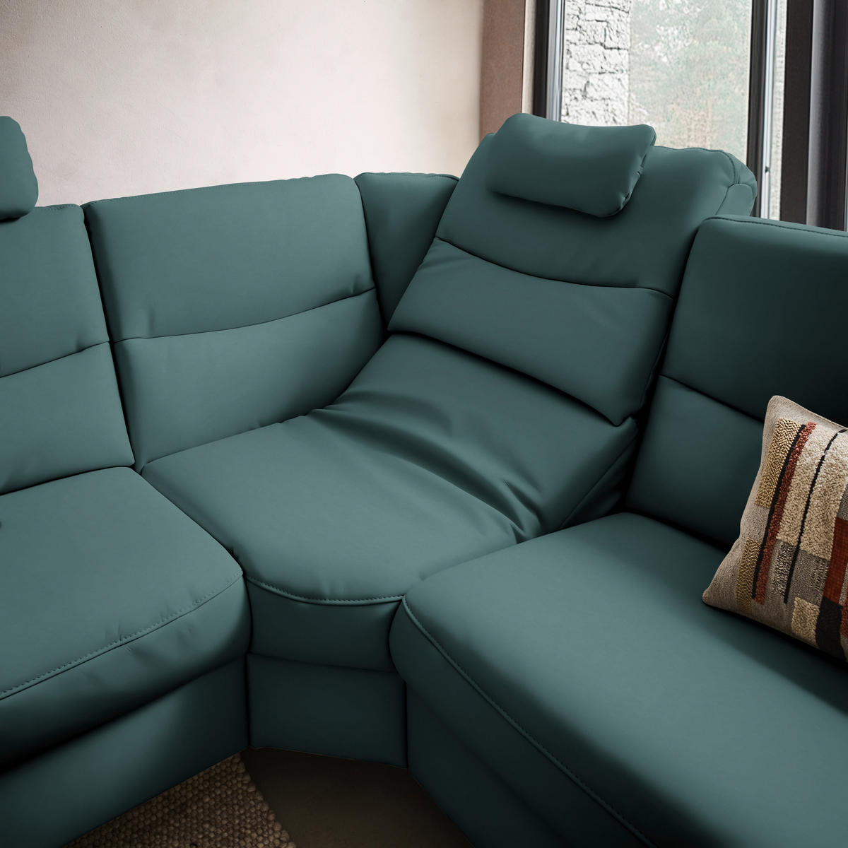 ECKSOFA in Echtleder Opal  249/280 cm  - Anthrazit/Opal, Design, Leder/Metall (249/280cm) - Himolla Komfortklass