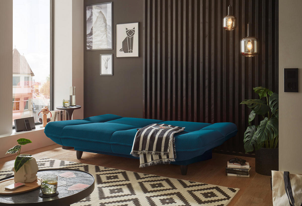 SCHLAFSOFA in Webstoff Petrol  - Petrol/Schwarz, Konventionell, Kunststoff/Textil (200/88/90cm) - MID.YOU