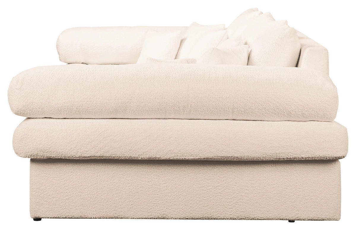 BIGSOFA in Teddystoff Creme  - Creme/Schwarz, Design, Kunststoff/Textil (284/94/148cm) - Livetastic