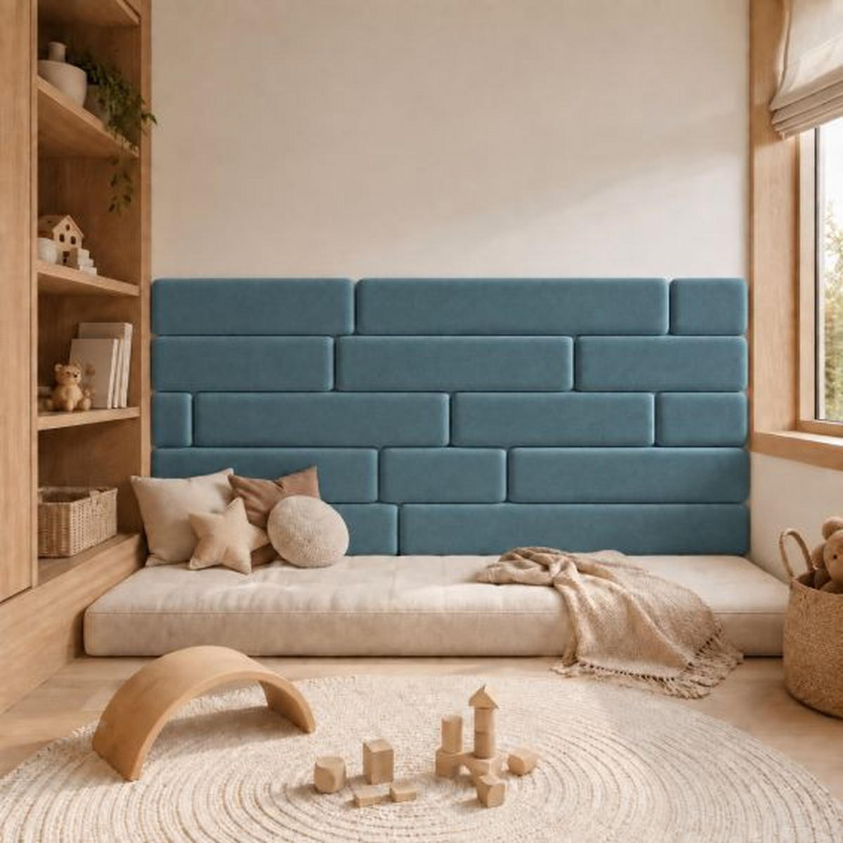WANDPANEEL 80/20/2.5 cm  - Azurblau, Basics, Kunststoff/Textil (80/20/2.5cm)