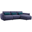 ECKSOFA  in Chenille Blau  340/190 cm  - Blau/Schwarz, Design, Kunststoff/Textil (340/190cm) - Belluti