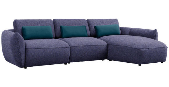 ECKSOFA  in Chenille Blau  340/190 cm  - Blau/Schwarz, Design, Kunststoff/Textil (340/190cm) - Belluti