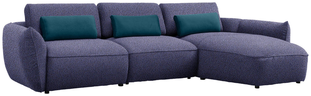ECKSOFA  in Chenille Blau  340/190 cm  - Blau/Schwarz, Design, Kunststoff/Textil (340/190cm) - Belluti