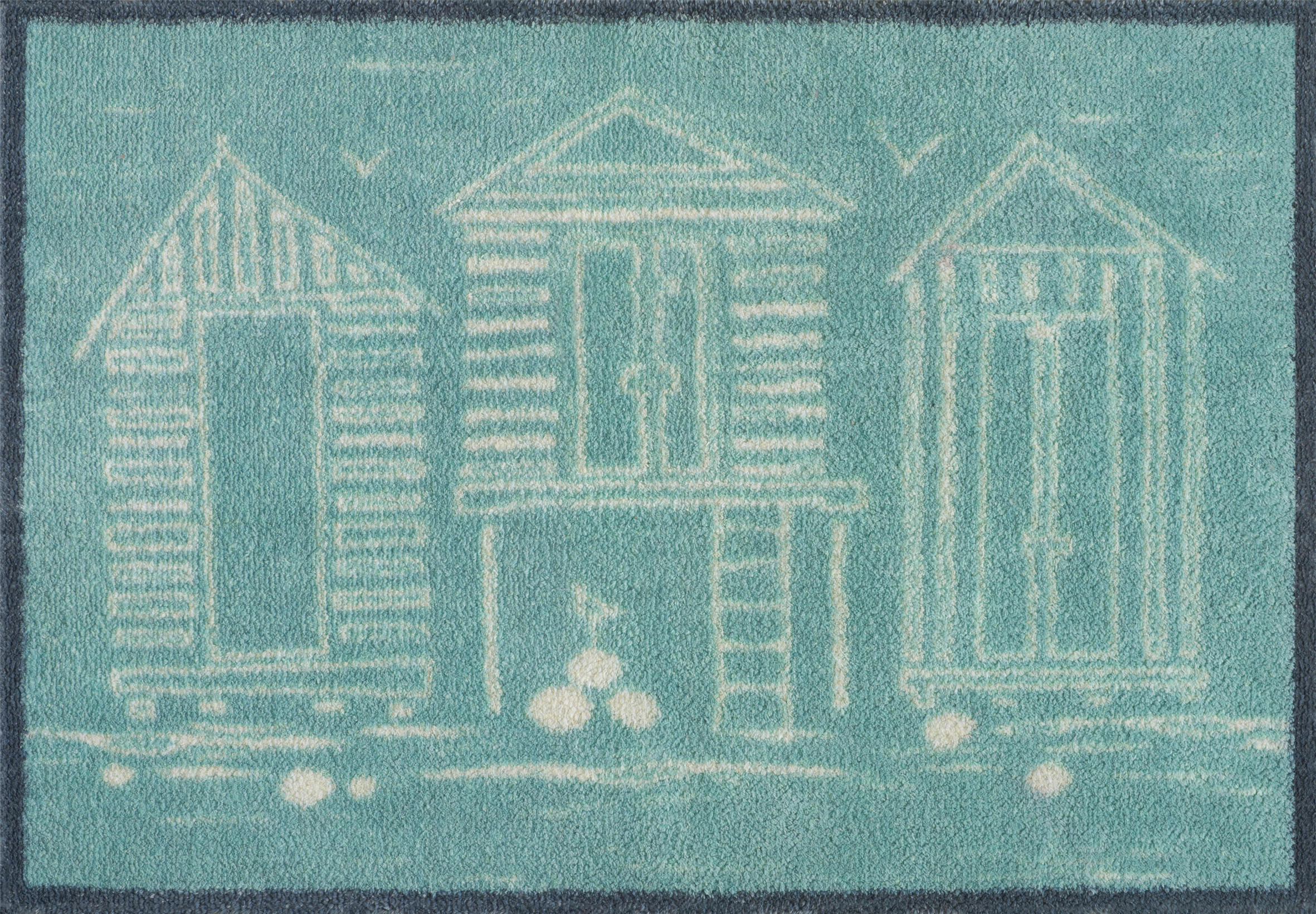 FUSSMATTE 60/85 cm Beach Huts Blue  - Blau, Design, Kunststoff/Textil (60/85cm) - wash+dry