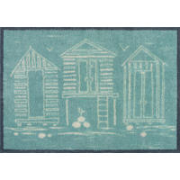 FUSSMATTE 60/85 cm Beach Huts Blue  - Blau, Design, Kunststoff/Textil (60/85cm) - wash+dry