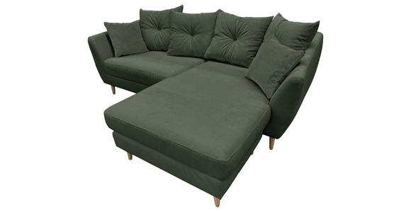 ECKSOFA Olivgrün Feincord - Buchefarben/Olivgrün, KONVENTIONELL, Holz/Textil (211/154cm) - Carryhome