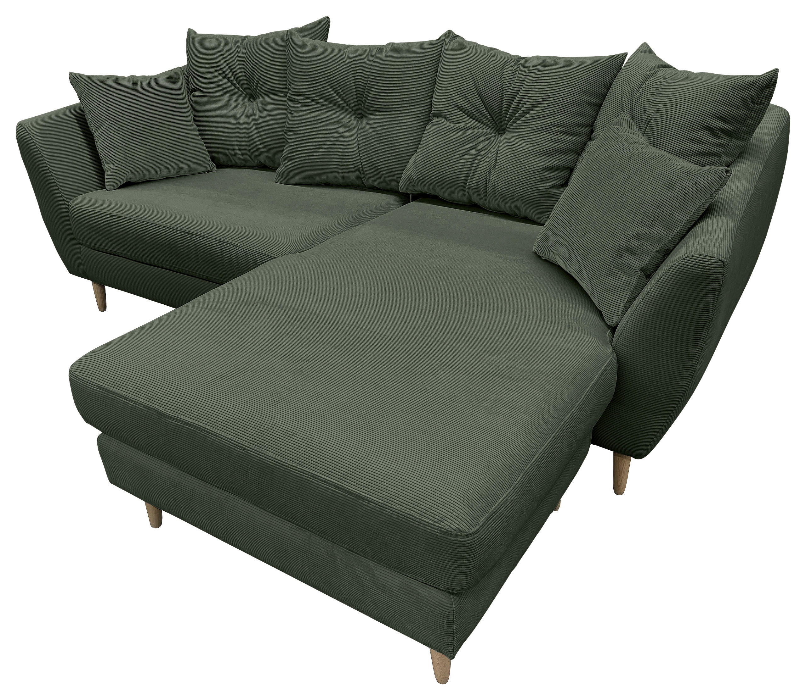 Thumbnail - Carryhome Ecksofa, Olivgrün, Textil, Buche, massiv, 2-3-Sitzer, Füllung: Schaumstoffflocken,Schaumstoffflocken, Ottomane...