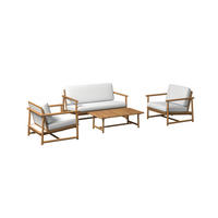 GARTENSET 4-teilig Webstoff Akaziemassiv 4-teilig  - Beige/Akaziefarben, Design, Holz/Textil (81/71/84cm) - Ambia Garden