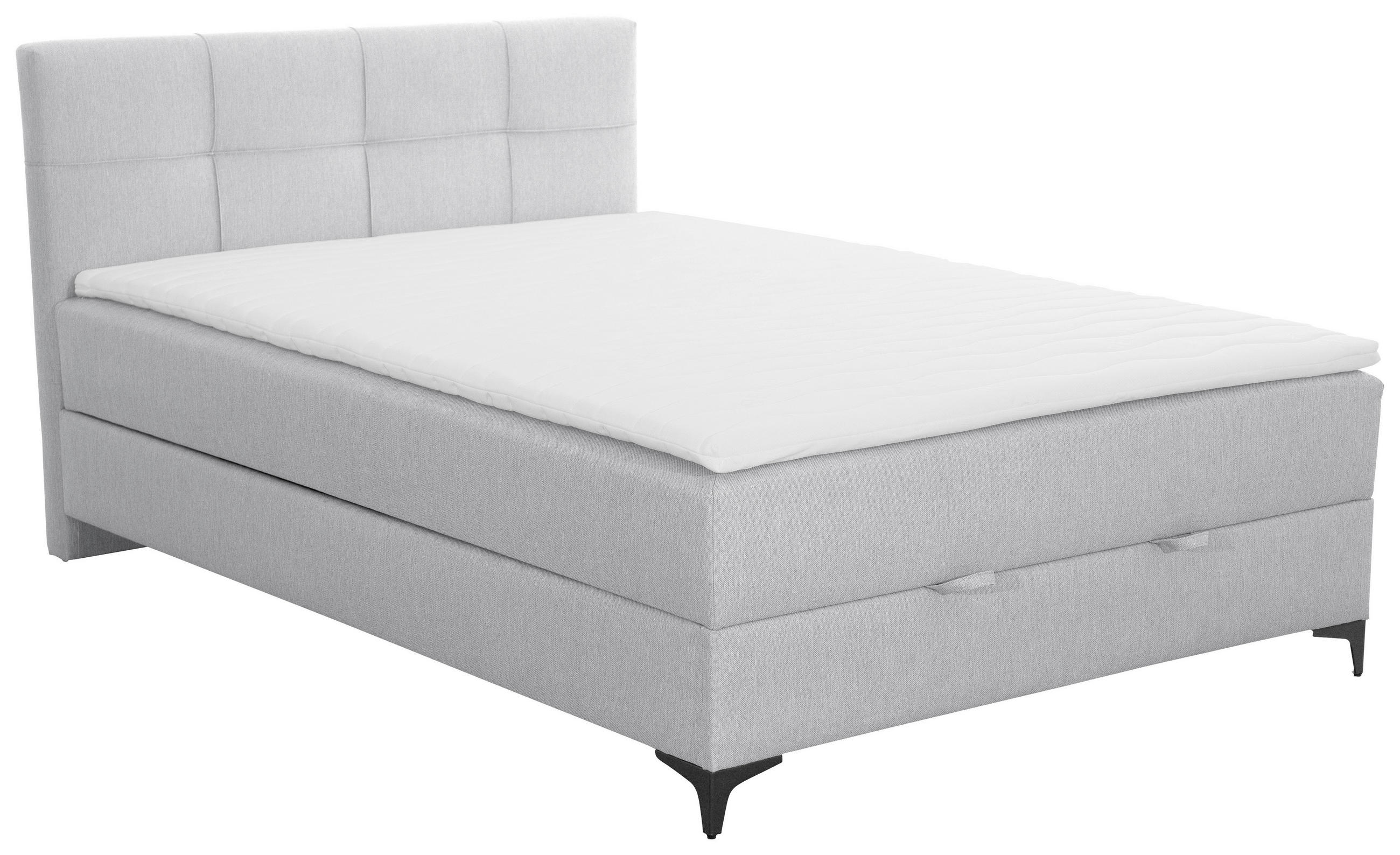 POLSTERBETT Bettkasten, Topper 140/200 cm  in Hellgrau  - Hellgrau/Schwarz, KONVENTIONELL, Textil/Metall (140/200cm) - MID.YOU