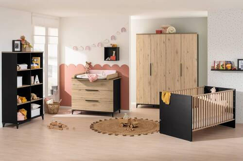 BABYREGAL Tomke Schwarz, Eichefarben  - Eichefarben/Schwarz, Basics, Holzwerkstoff (94,8/157,5/39,6cm) - Paidi