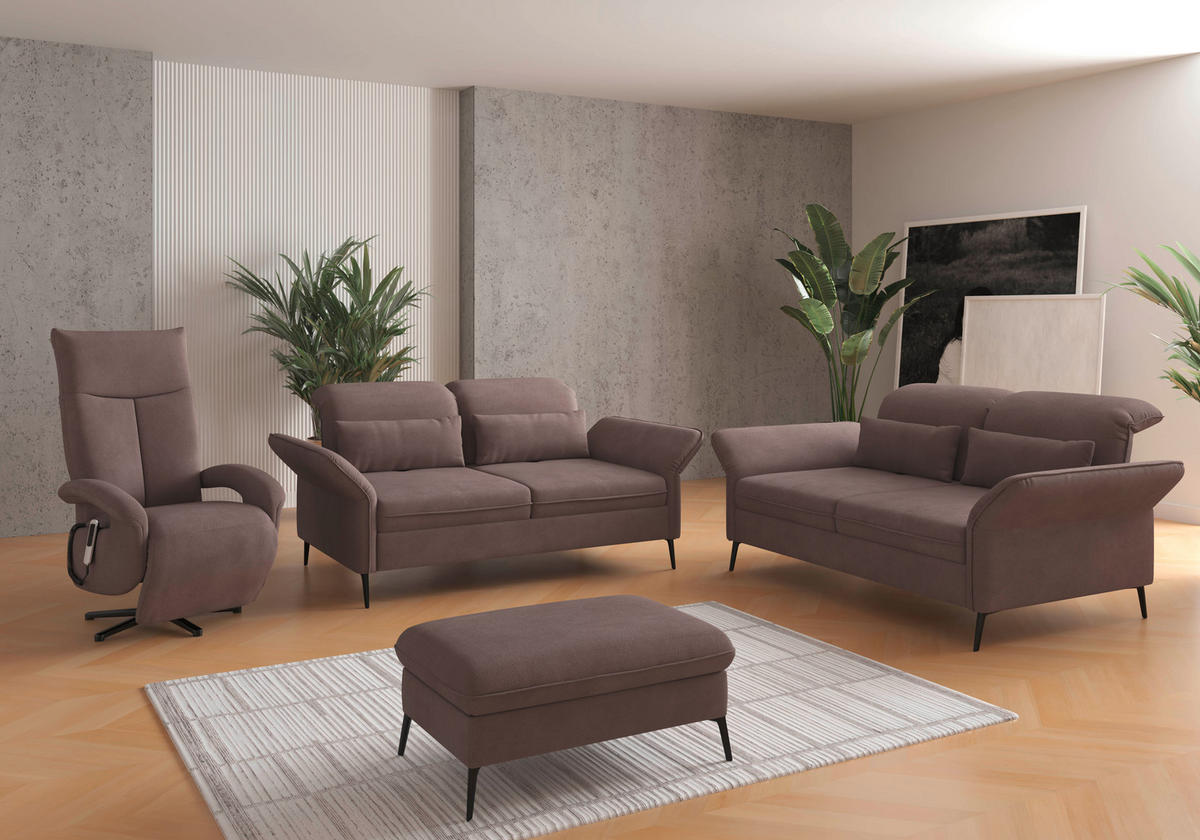 2,5-SITZER in Flachgewebe Taupe  - Taupe/Schwarz, KONVENTIONELL, Textil/Metall (189/92/123cm) - Sit & More