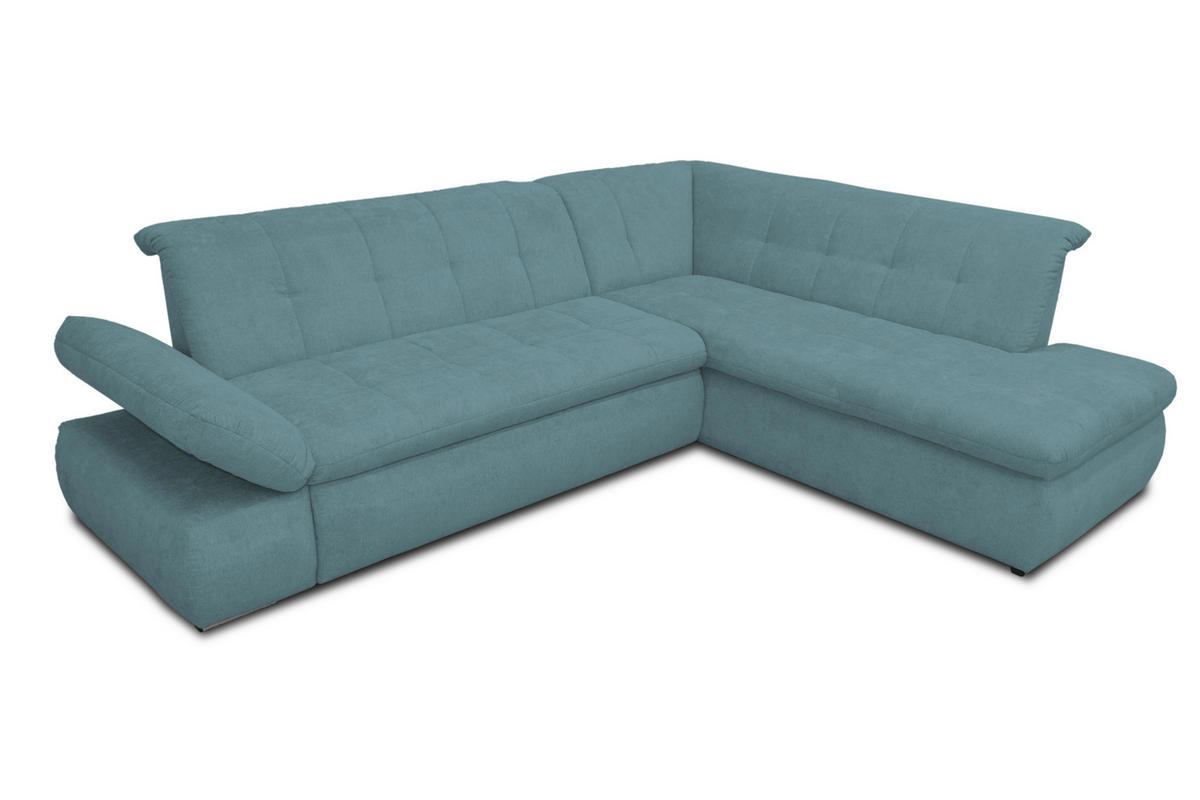 ECKSOFA Petrol Mikrofaser  - Chromfarben/Petrol, KONVENTIONELL, Textil/Metall (273/216cm) - MID.YOU