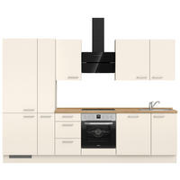 KÜCHENBLOCK 300 cm   in Eichefarben, Magnolie  - Edelstahlfarben/Eichefarben, MODERN, Holzwerkstoff/Metall (300cm) - Nobilia
