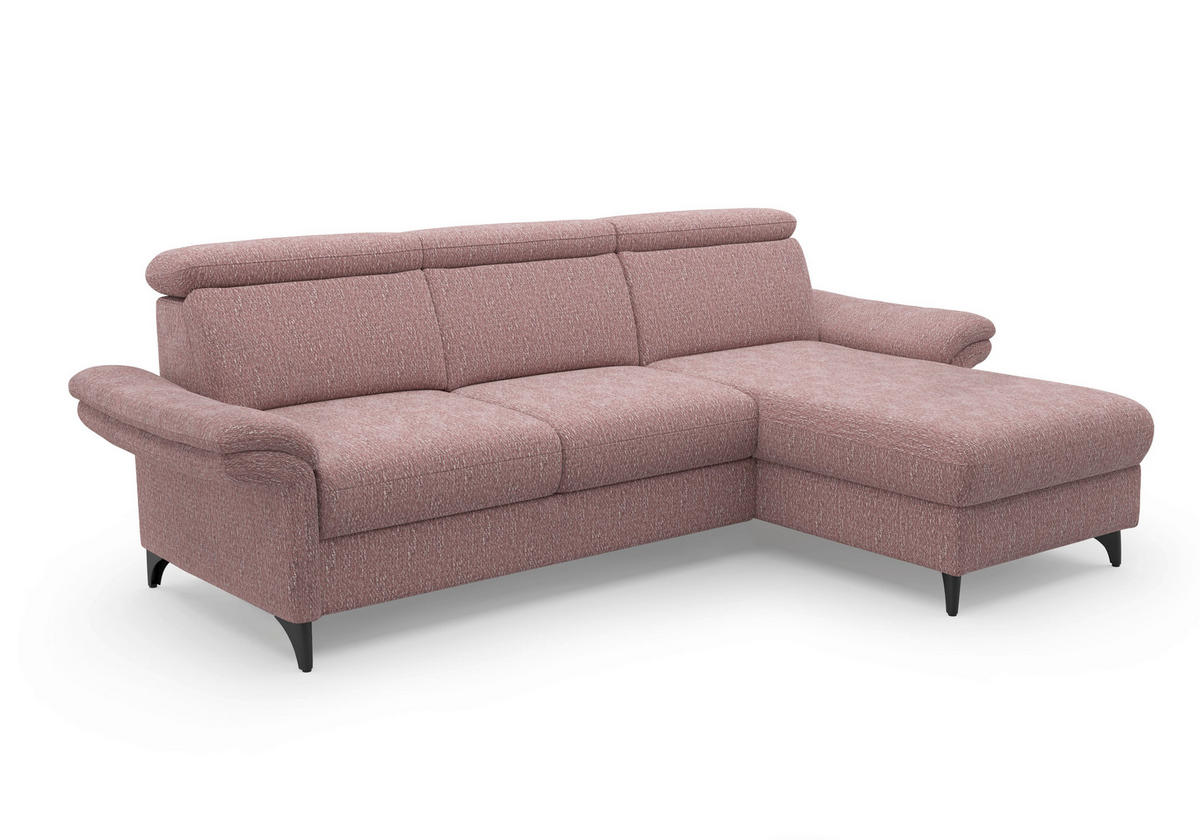 ECKSOFA Chenille Aubergine  - Aubergine/Schwarz, Konventionell, Textil/Metall (253/166cm) - Sit & More