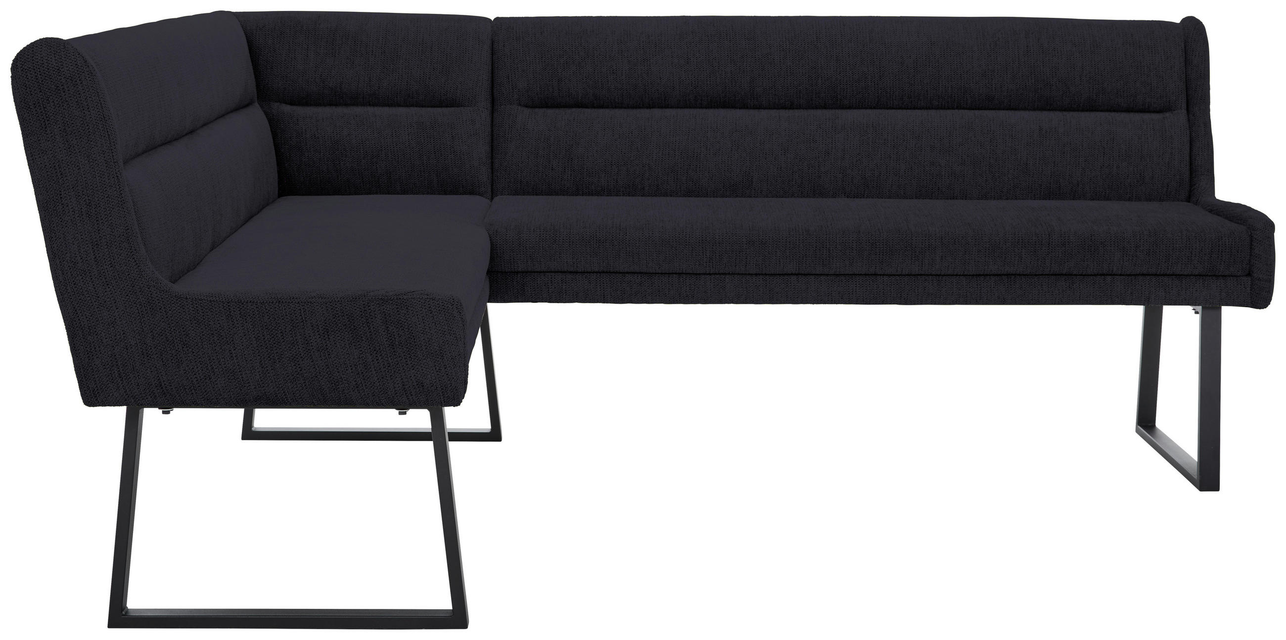 ECKBANK 159/217 cm Webstoff Schwarz   - Schwarz, Design, Textil/Metall (159/217cm) - Novel