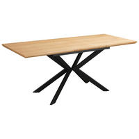 ESSTISCH 140-180/80/76 cm Nachbildung  Metall, Holzwerkstoff ausziehbar rechteckig Naturfarben, Schwarz  - Schwarz/Naturfarben, MODERN, Holzwerkstoff/Metall (140-180/80/76cm) - MID.YOU