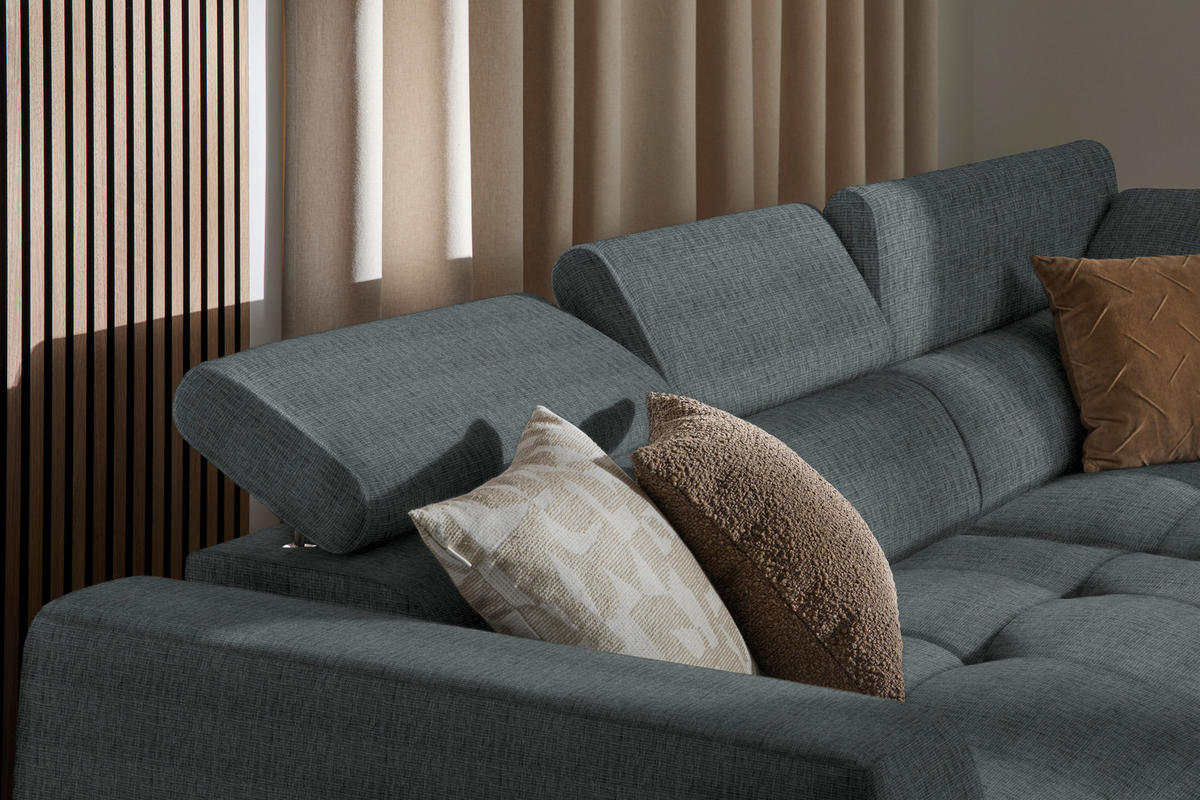ECKSOFA in Chenille Grau  284/205 cm  - Schwarz/Grau, Design, Kunststoff/Textil (284/205cm) - Xora