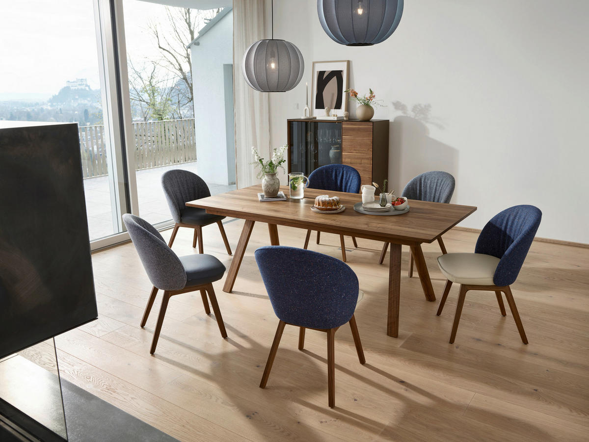 ESSTISCH in Holz 200(300)/100/75 cm  - Nussbaumfarben, Design, Holz (200(300)/100/75cm) - Team 7