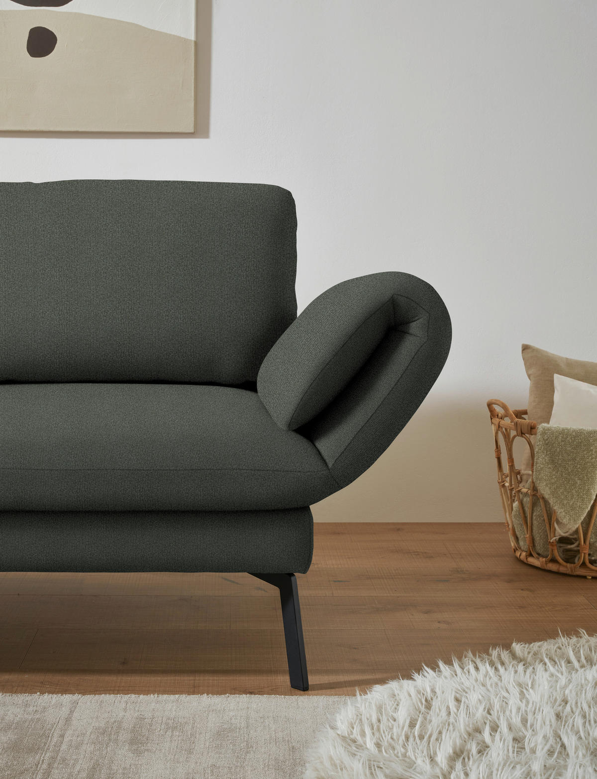 ECKSOFA  in Flachgewebe Grün  175-224/255-365 cm  - Schwarz/Grün, Design, Textil/Metall (175-224/255-365cm) - Dieter Knoll