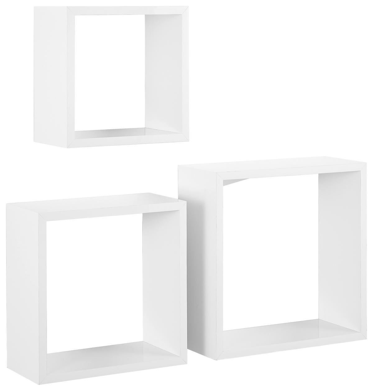 SET ZIDNIH POLICA  - bela, Osnovno, pločasti materijal (20-28/20-28/12cm) - Xora