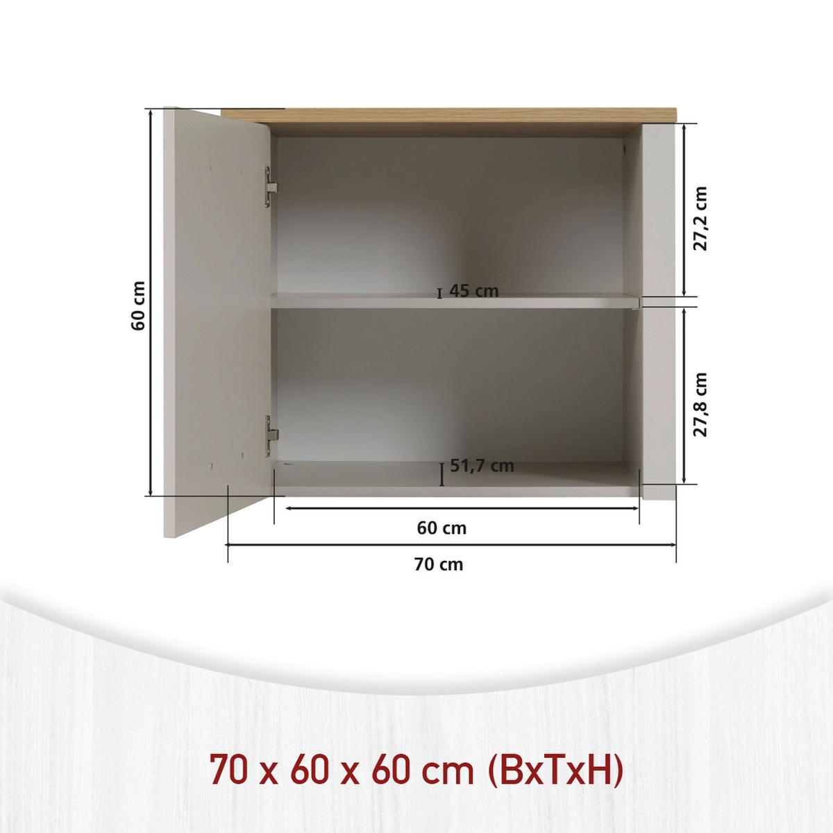 AUFSATZSCHRANK 70/60/60 cm  in  - Kaschmir/Silberfarben, ROMANTIK / LANDHAUS, Holzwerkstoff/Metall (70/60/60cm) - home24
