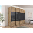 SCHWEBETÜRENSCHRANK  in Schwarz, Eiche Artisan  - Chromfarben/Schwarz, KONVENTIONELL, Glas/Holzwerkstoff (271/235/68cm) - Novel