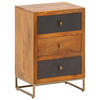 NACHTSCHRANK 40/60/30 cm Mangoholz massiv  - Anthrazit/Goldfarben, LIFESTYLE, Holz/Kunststoff (40/60/30cm) - MID.YOU