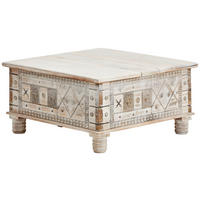 COUCHTISCH Mangoholz vollmassiv 90/90/45 cm quadratisch Weiß, Braun  - Weiß/Braun, Trend, Holz (90/90/45cm) - Landscape