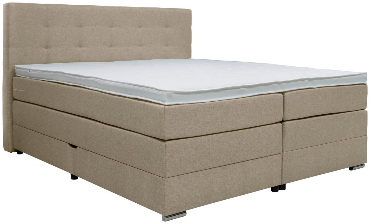 BOXSPRINGBETT 180/200 cm  in Greige  - Greige/Silberfarben, KONVENTIONELL, Holz/Holzwerkstoff (180/200cm) - Moderano