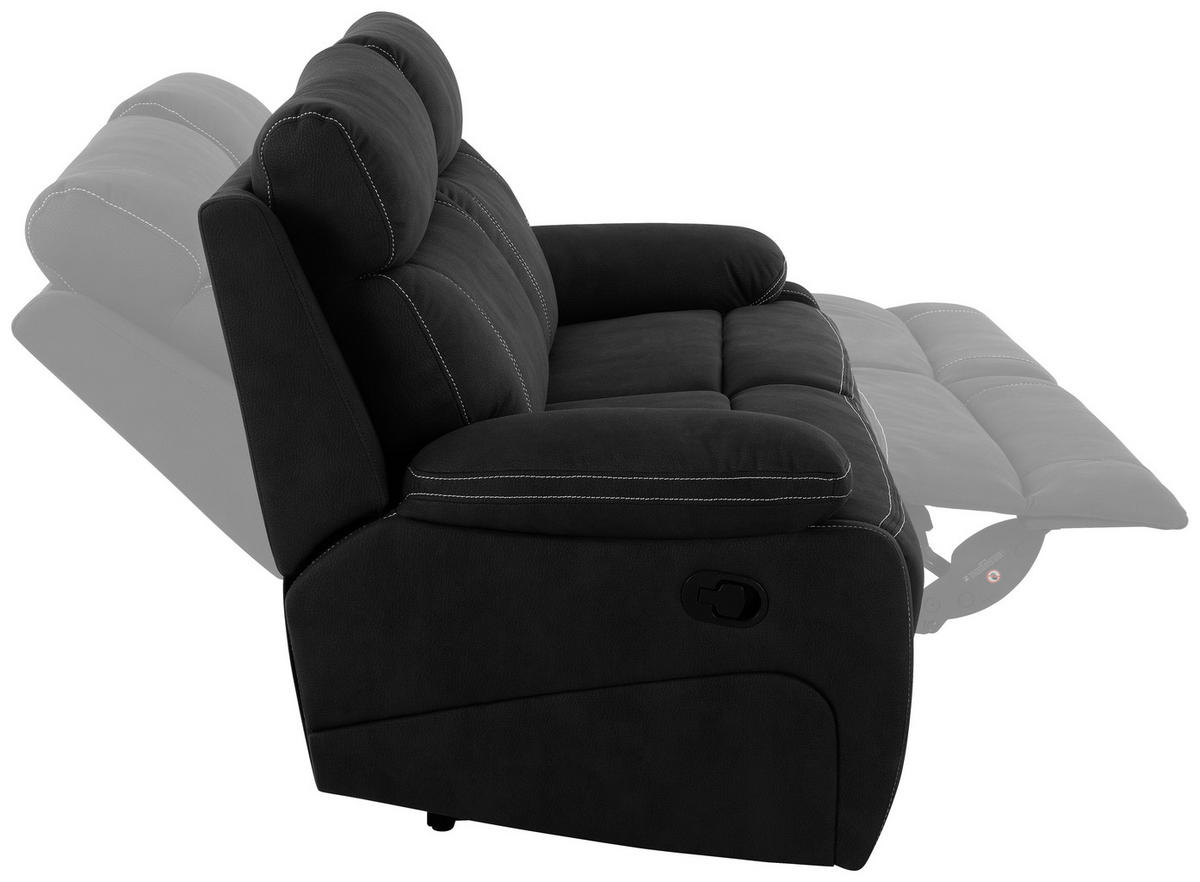 SITZGARNITUR Mikrofaser Schwarz  - Schwarz, KONVENTIONELL, Textil/Metall - Livetastic