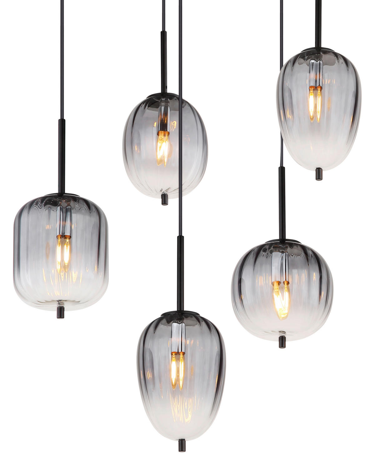 HÄNGELEUCHTE 160/34/130 cm    - Klar/Schwarz, Design, Glas/Kunststoff (160/34/130cm) - Globo