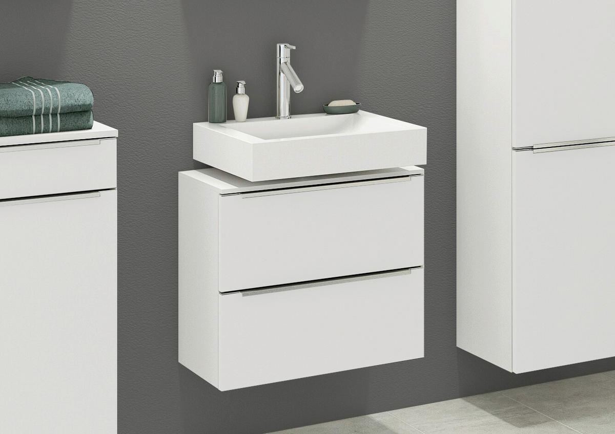 WASCHBECKENUNTERSCHRANK 60/55/35 cm  - Silberfarben/Weiß, KONVENTIONELL, Holzwerkstoff/Kunststoff (60/55/35cm) - Xora