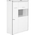 HIGHBOARD in 94/137/38 cm - Edelstahlfarben/Weiß Hochglanz, Design, Glas/Holzwerkstoff (94/137/38cm) - Xora