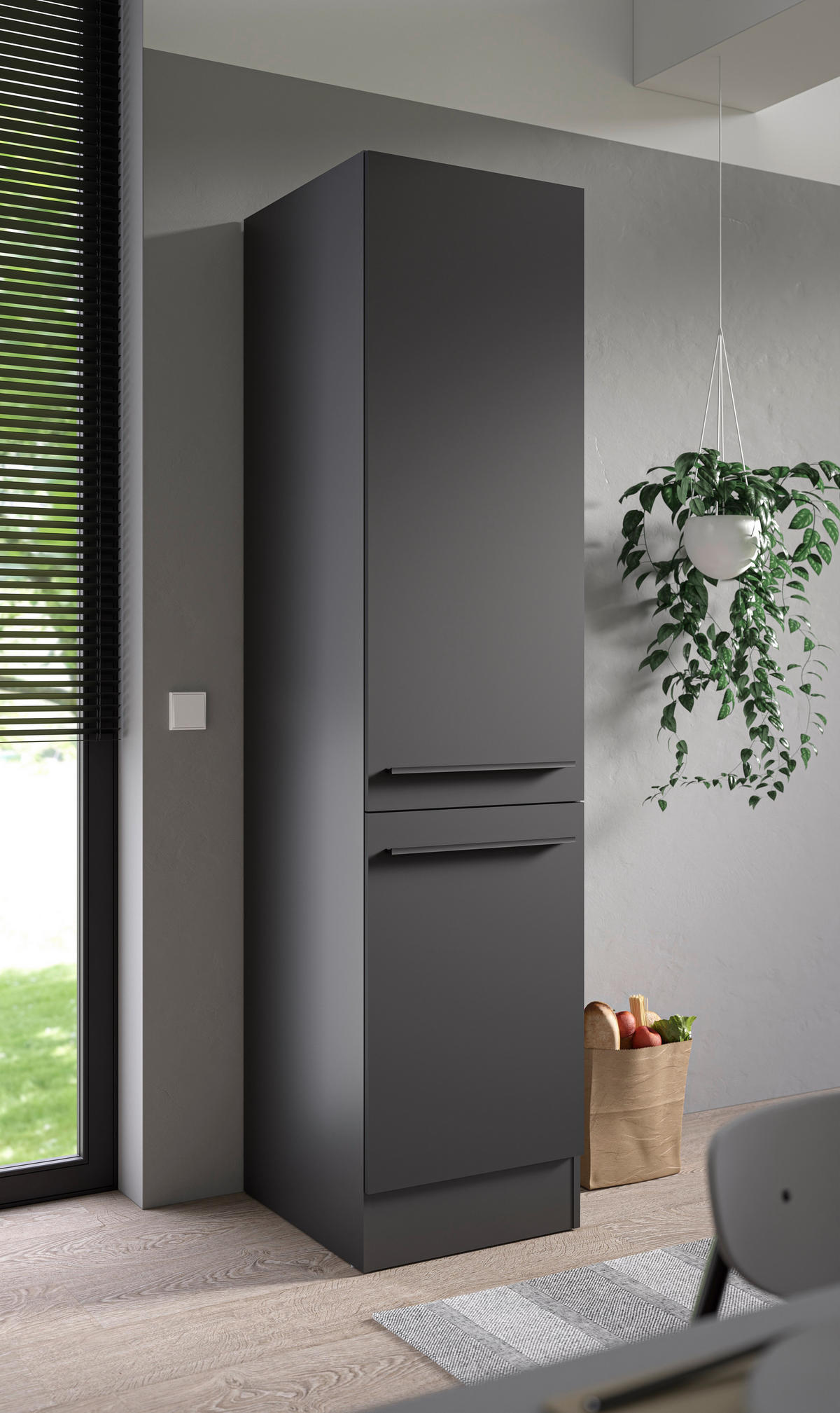 APOTHEKERSCHRANK 50/211/57 cm  in Schwarz  - Schwarz, Design, Holzwerkstoff/Kunststoff (50/211/57cm) - MID.YOU