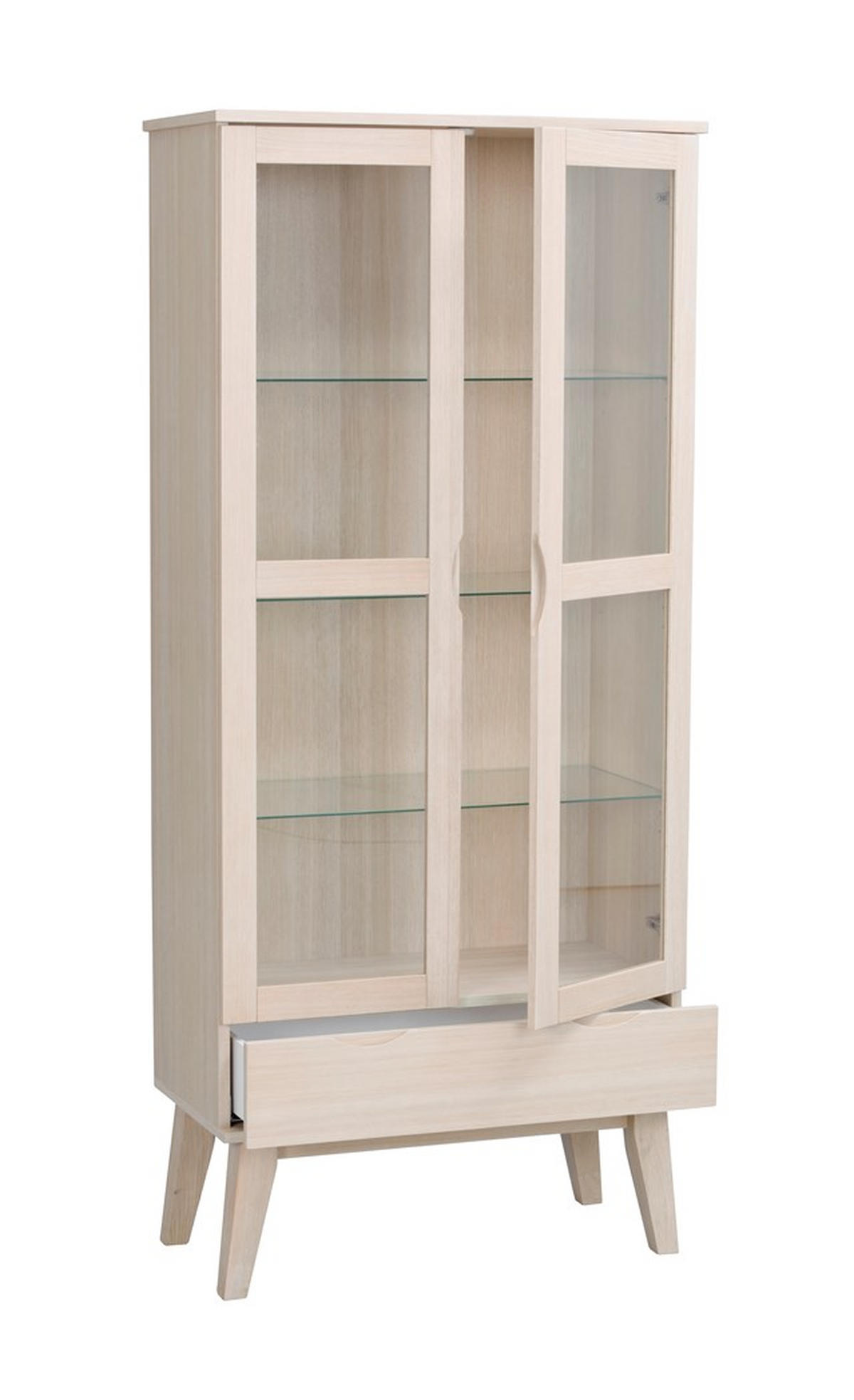 VITRINSKÅP i massiv ek vit, ekfärgad  - vit/ekfärgad, Design, glas/trä (82/185/40cm) - Rowico