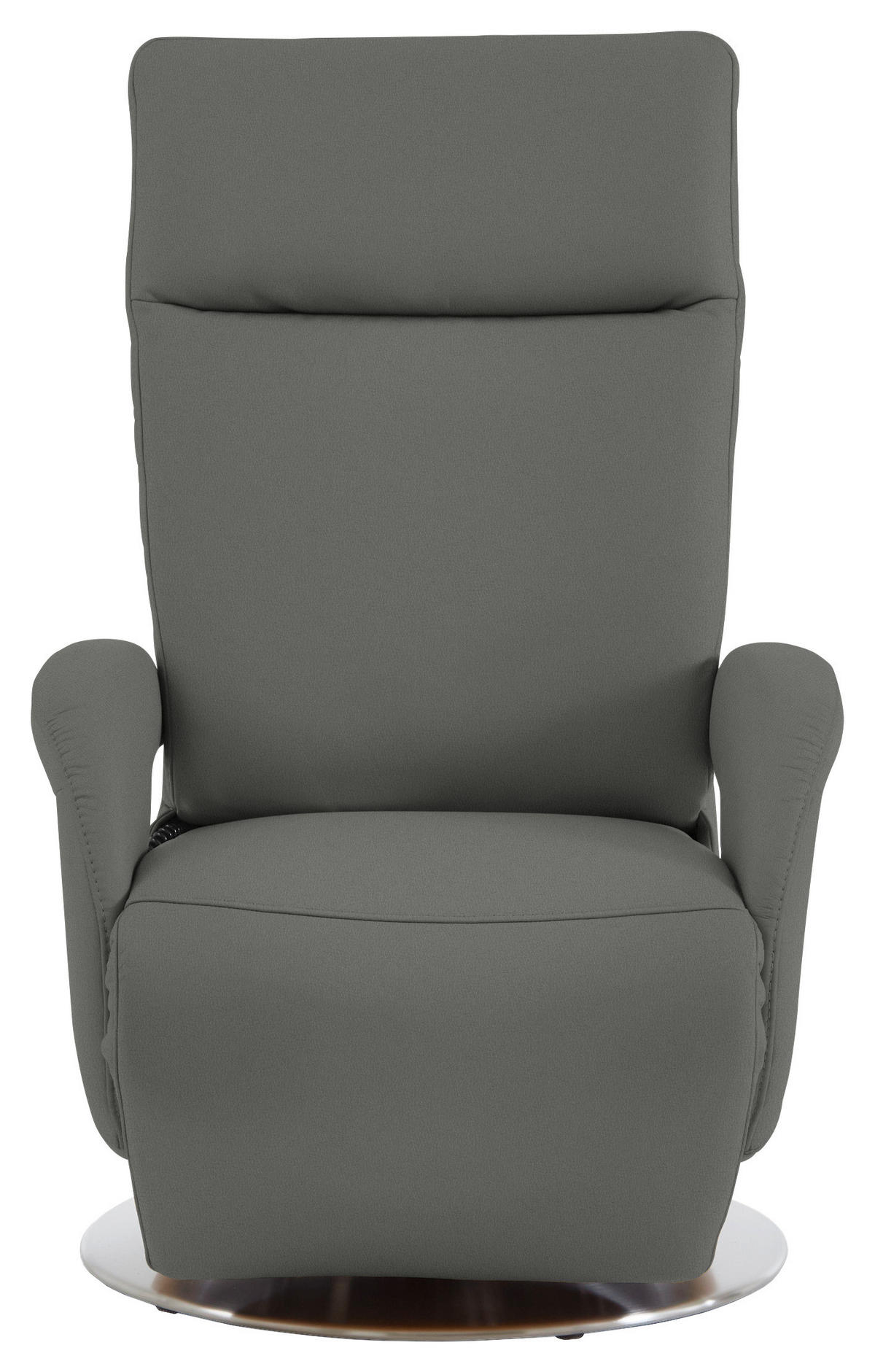 RELAXSESSEL in Leder Dunkelgrau  - Edelstahlfarben/Dunkelgrau, Design, Leder/Metall (70/108/80cm) - Cantus