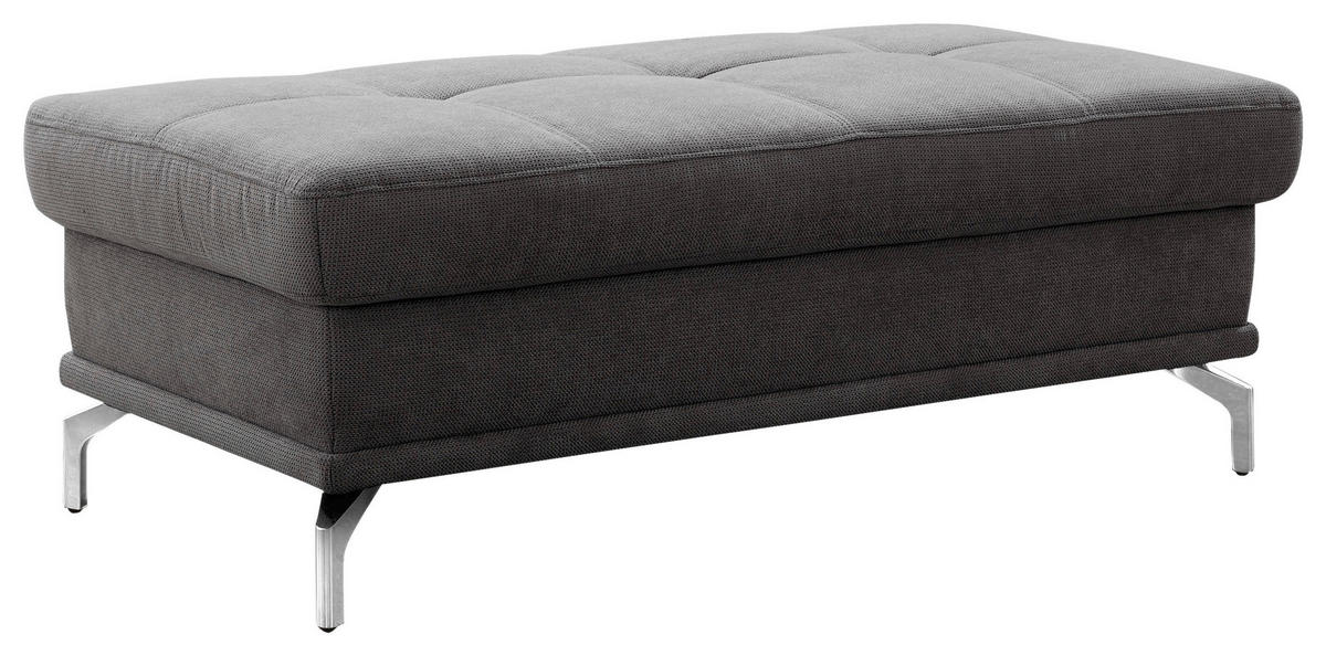 HOCKER in Textil Grau  - Silberfarben/Grau, Konventionell, Textil/Metall (133/47/72cm) - Sit & More