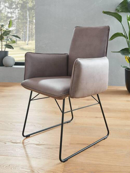 STUHL  in Stahl Mikrofaser  - Schwarz/Braun, Design, Textil/Metall (46/91/60cm) - Dieter Knoll